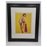 Framed Pin-Up Print – Brunette in Lingerie with French Dressing Signed Billy De Vorss