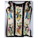 Hand-Embroidered Peacock Throw