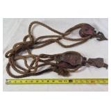 Vintage Block and Tackle Pulley with Rope