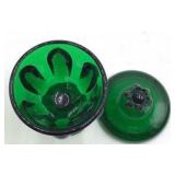 Vintage Green Glass Urn Lidded Jar – Lobed Design