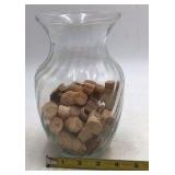 Vintage Clear Glass Vase Filled with Corks