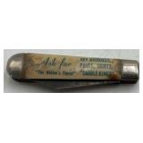 Vintage Key Work Clothes Advertising Pocket Knife