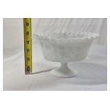 Fenton Hobnail Milk Glass Vases and Bowl