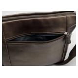 Vintage Leather Shoulder Bag – Brown Pebbled Leather with Front Zip Pocket