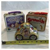 Vintage Tin Lunch Boxes and Car Bank