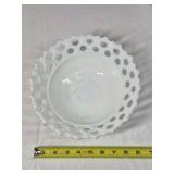 Fenton Hobnail Milk Glass Table Set – Creamer, Sugar, Bowl, Candlesticks