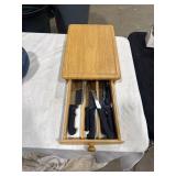 Wooden Cutting Board with Knives