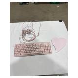 Pink Logitech Keyboard, Headset, Mousepad
