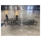 3-Piece Metal & Glass Table Set