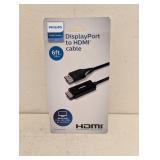 NEW PHILIPS AUDIO/VIDEO DISPLAY PORT TO HDMI CABLE 6FT