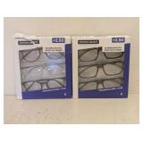 (2) NEW FOSTER GRANT +2.50 READING GLASSES 3PK