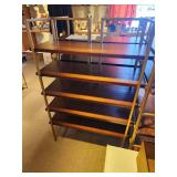 Metal Frame / Stained Wood Shelf Book Case 5-tier 32" x 14" x 48"