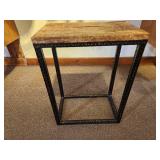Bronze Finish Metal Frame / Wood Top End Table 14" x 9" x 19 1/2"
