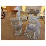 Lot of (6) Metal Wire Mesh Storage Baskets (2) 14"x14"x11", (3) 11-1/2"x11-1/2"x8-1/2" and (1) 6-1/2"x6-1/2"x4-1/2"