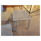 Lot of (3) Metal Wire Mesh Display Stands 7"x7"x8", 6"x6"x7" and 5"x5"x6"