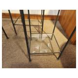 Lot of (3) Glass Top / Metal Frame End Tables (2) 12-1/2"x12-1/2"x26" and (1) 10"x10"x20"