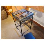 Glass Top / Metal Frame End Table 14" x 14" x 24"