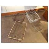 Lot of (4) Metal Wire Storage Baskets 16"x11"x8", 14"x10"x10", 11"x9"x6", 11"x9"x4-1/2"