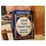 Lot of (2) 1:25 Scale Die-Cast Metal Collectibles - 1930 Ford Roadster Car and 12th Edition 1936 Ford Bank by Ertl Collectibles (in original packaging)