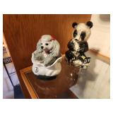 Lot of (2) Whisky Decanters - 1973 Jim Beam Tiffany Poodle, 1972 Erza Brooks Panda Bear by Heritage China