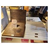 Lot of (4) Slotted Stained Wood Display Stands