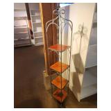 Wood Shelf / Metal Frame Decorative Display Rack 4-shelf 9" x 9" x 58"