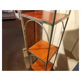 Wood Shelf / Metal Frame Decorative Display Rack 4-shelf 9" x 9" x 58"