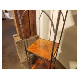 Wood Shelf / Metal Frame Decorative Display Rack 4-shelf 9" x 9" x 58"