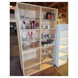 Light Natural Wood Shelving / Display Unit with (3) Wood Shelves and (3) Glass Shelves Each Side 44 1/2" x 14 1/2" x 78"
