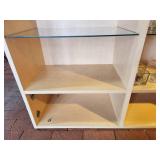Light Natural Wood Shelving / Display Unit with (3) Wood Shelves and (3) Glass Shelves Each Side 44 1/2" x 14 1/2" x 78"