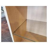 Light Natural Wood Shelving / Display Unit with (3) Wood Shelves and (3) Glass Shelves Each Side 44 1/2" x 14 1/2" x 78"