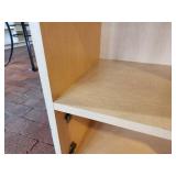 Light Natural Wood Shelving / Display Unit with (3) Wood Shelves and (3) Glass Shelves Each Side 44 1/2" x 14 1/2" x 78"