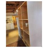 Light Natural Wood Shelving / Display Unit with (3) Wood Shelves and (3) Glass Shelves Each Side 44 1/2" x 14 1/2" x 78"