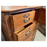 Antique Oak Highboy Chest of Drawers with Mirror