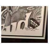 Dale Earnhardt Sr & Jr Black and White framed print