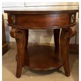 Round End Table with Curved Legs