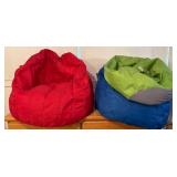 2 Big Joe Bean Bag Chairs and 1 Foot Stool Bean Bag