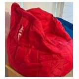2 Big Joe Bean Bag Chairs and 1 Foot Stool Bean Bag