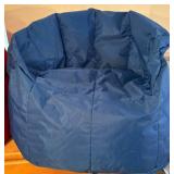 2 Big Joe Bean Bag Chairs and 1 Foot Stool Bean Bag