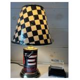 Dale Earnhardt Table Lamp and Crystal Glass Etched Paperweight