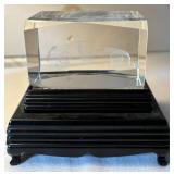 Dale Earnhardt Table Lamp and Crystal Glass Etched Paperweight