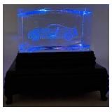 Dale Earnhardt Table Lamp and Crystal Glass Etched Paperweight