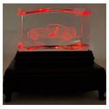 Dale Earnhardt Table Lamp and Crystal Glass Etched Paperweight