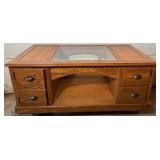 Mission Style Coffee Table with Glass Top