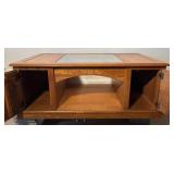 Mission Style Coffee Table with Glass Top