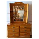Six Drawer Dresser with Removable Mirrored Hutch Top