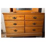 Six Drawer Dresser with Removable Mirrored Hutch Top