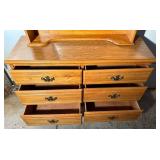 Six Drawer Dresser with Removable Mirrored Hutch Top