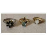 Three Vintage Costume Jewelry Rings