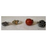 Lot of 4 Vintage Costume Jewelry Rings